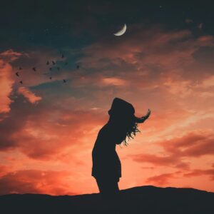 silhouette photo of woman during dawn